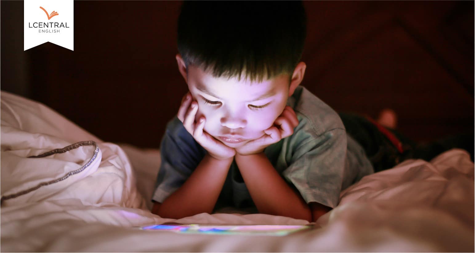 The child using tech gadgets during school breaks